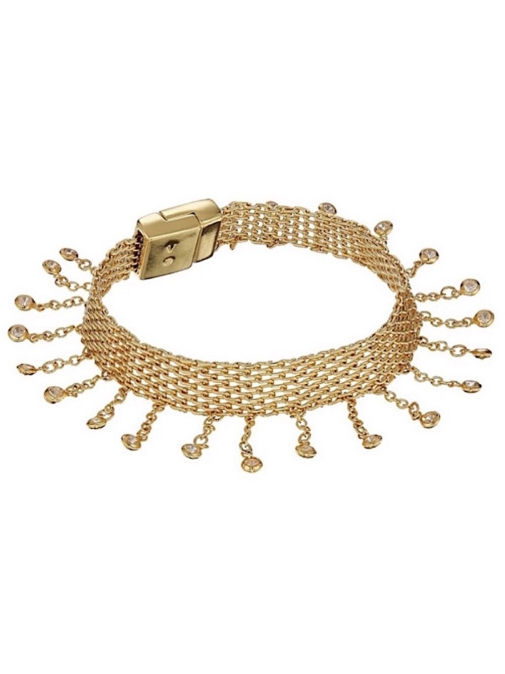 Vince Camuto Gold Crystal Fringe Mesh Bracelet with Magnetic Closure